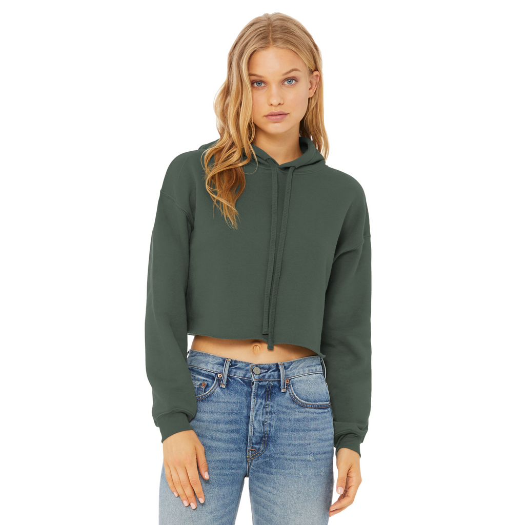 BELLA+CANVAS Women’s Sponge Fleece Cropped Fleece Hoodie - Military Green