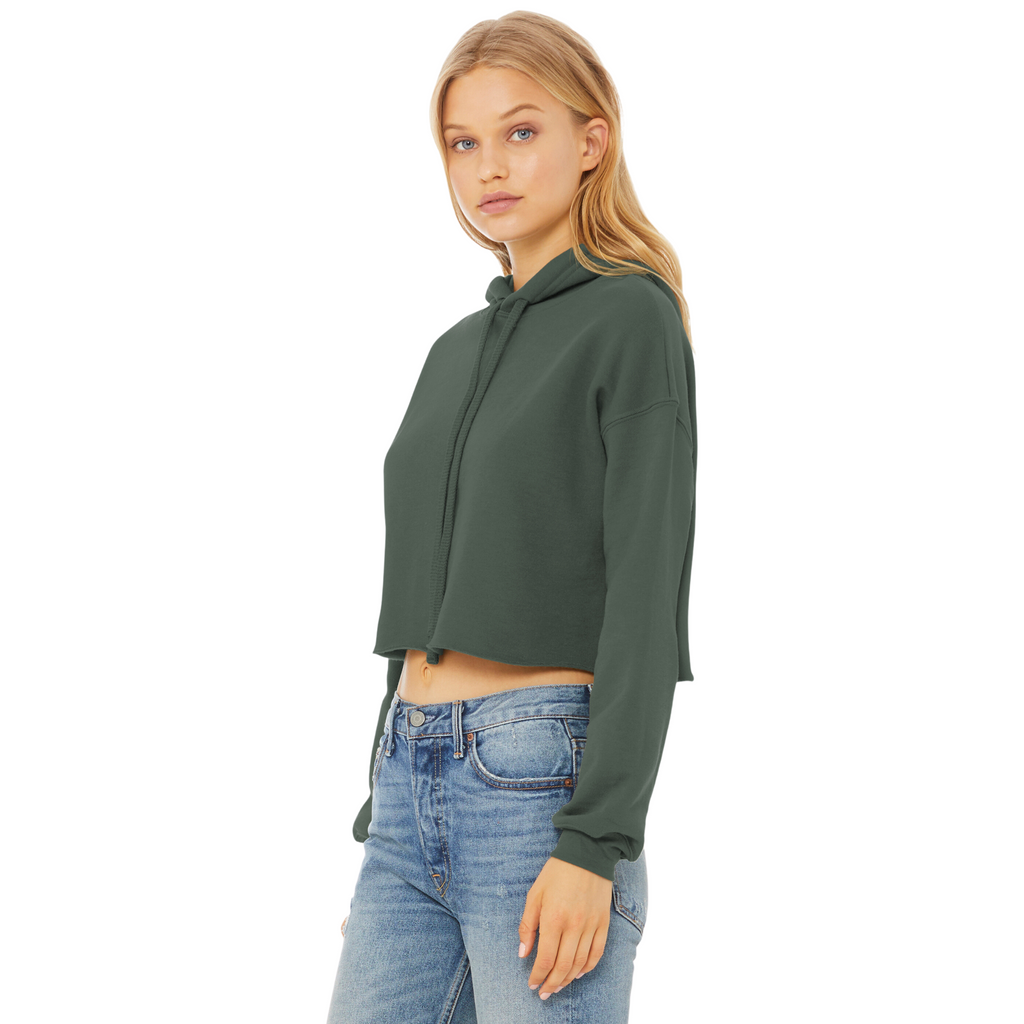 BELLA+CANVAS Women’s Sponge Fleece Cropped Fleece Hoodie - Military Green
