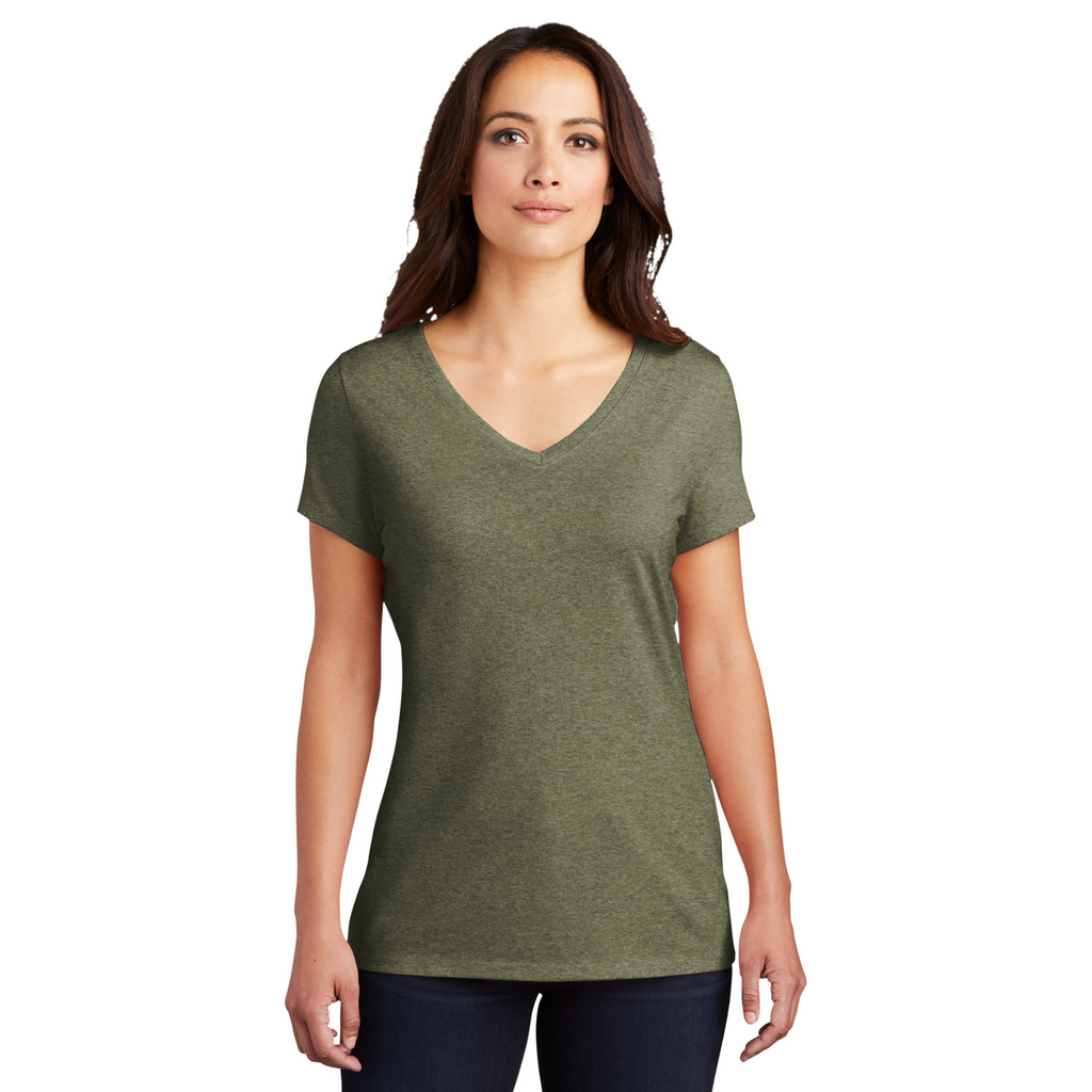 District Women’s Perfect Tri-Blend V-Neck Tee - Military Green Frost