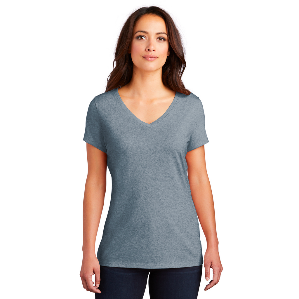 District Women’s Perfect Tri-Blend V-Neck Tee - Flint Blue Heather