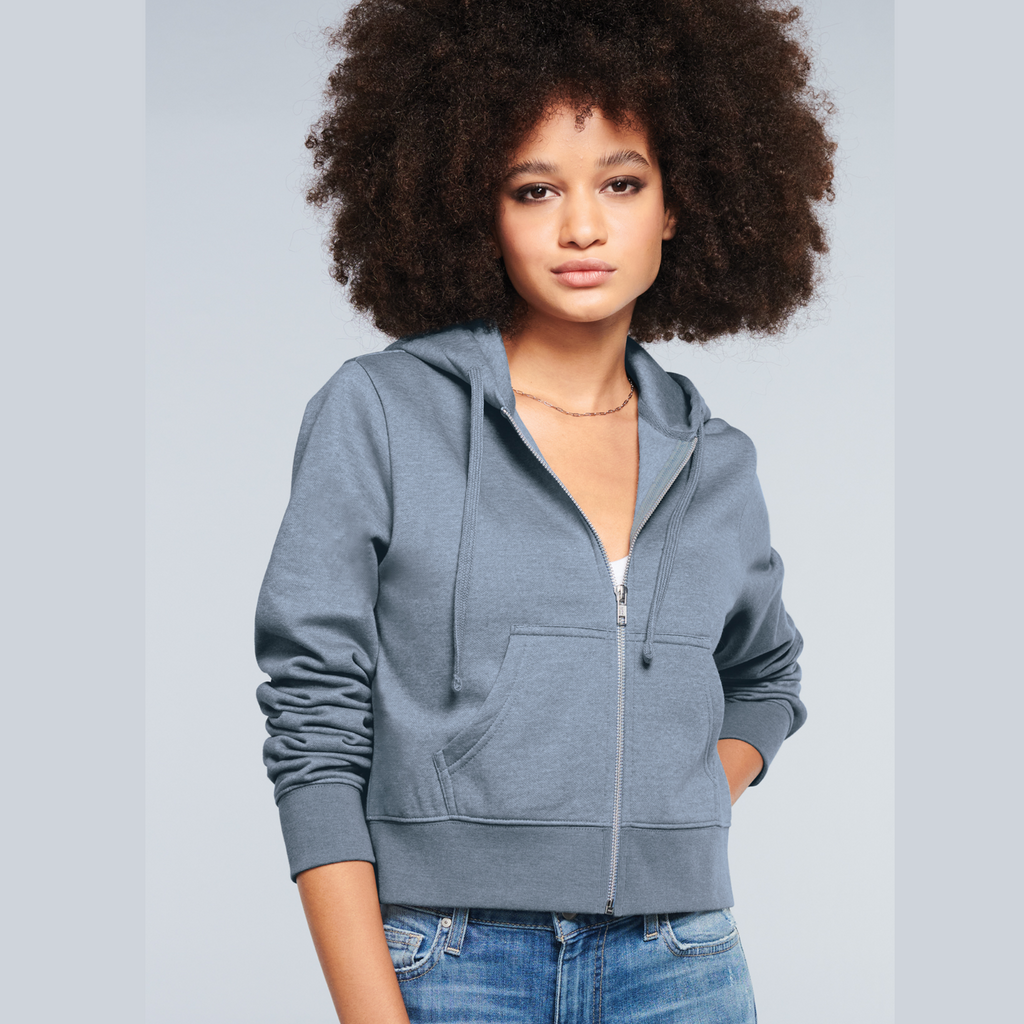 District Women’s Fleece Full-Zip Hoodie - Flint Blue Heather