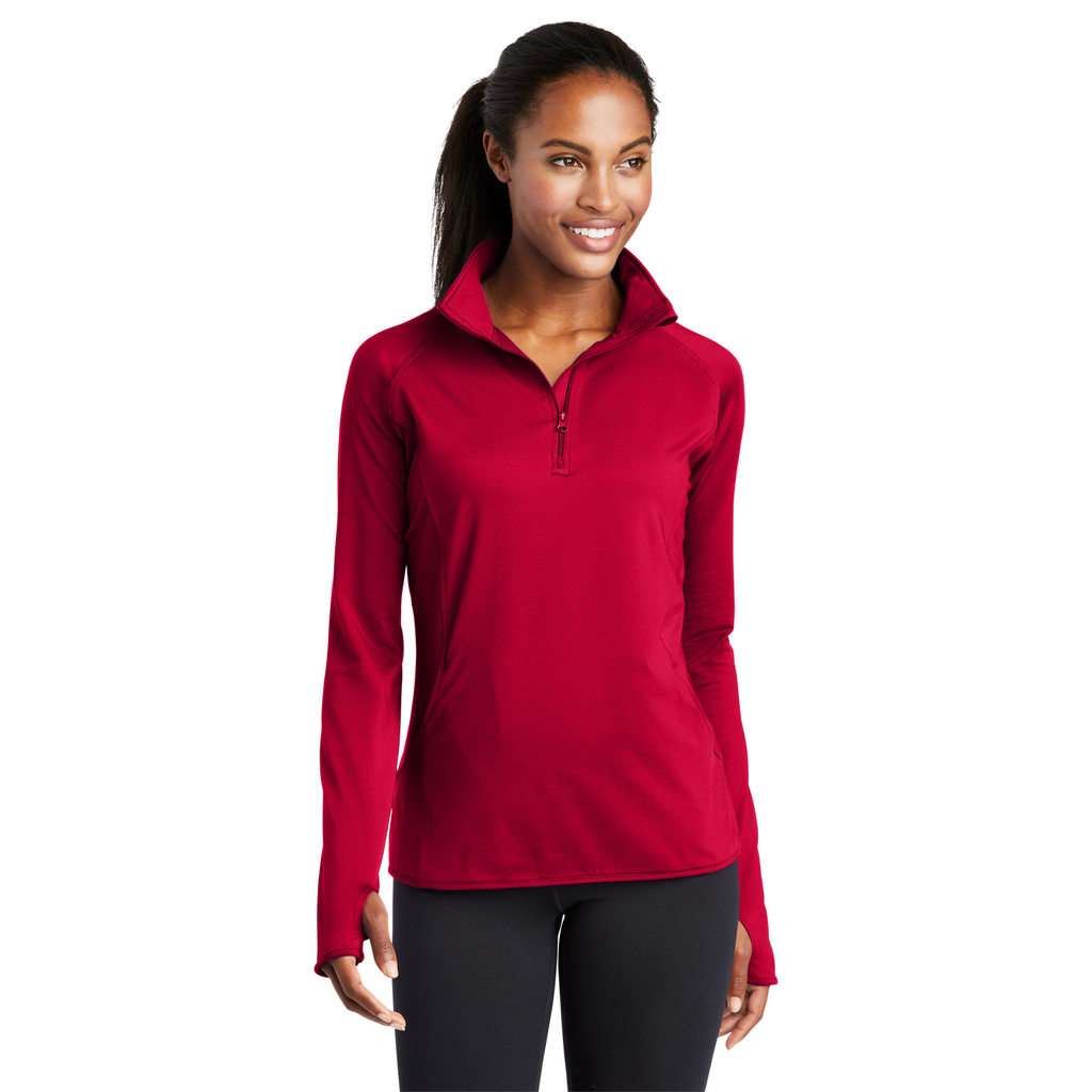 Sport-Tek Ladies Sport-Wick Stretch 1/4-Zip Pullover - Deep Red