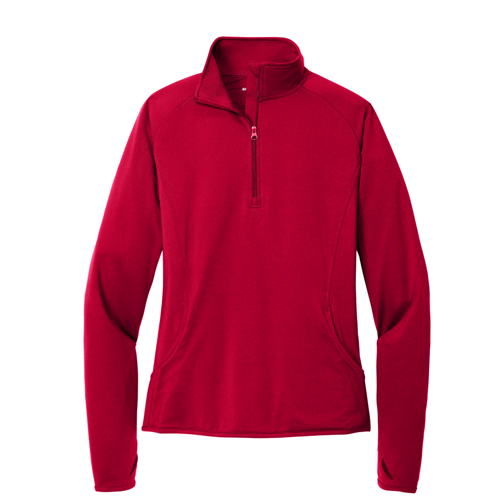Sport-Tek Ladies Sport-Wick Stretch 1/4-Zip Pullover - Deep Red