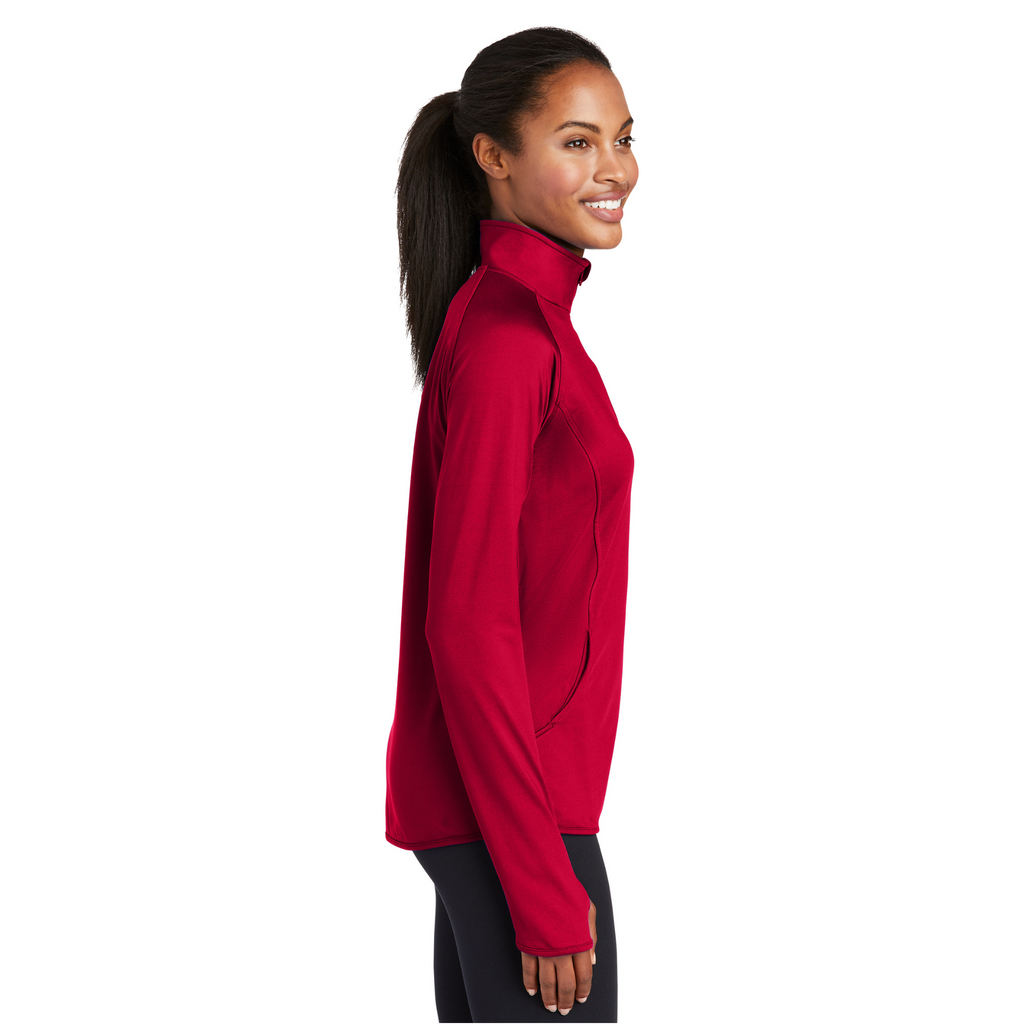 Sport-Tek Ladies Sport-Wick Stretch 1/4-Zip Pullover - Deep Red