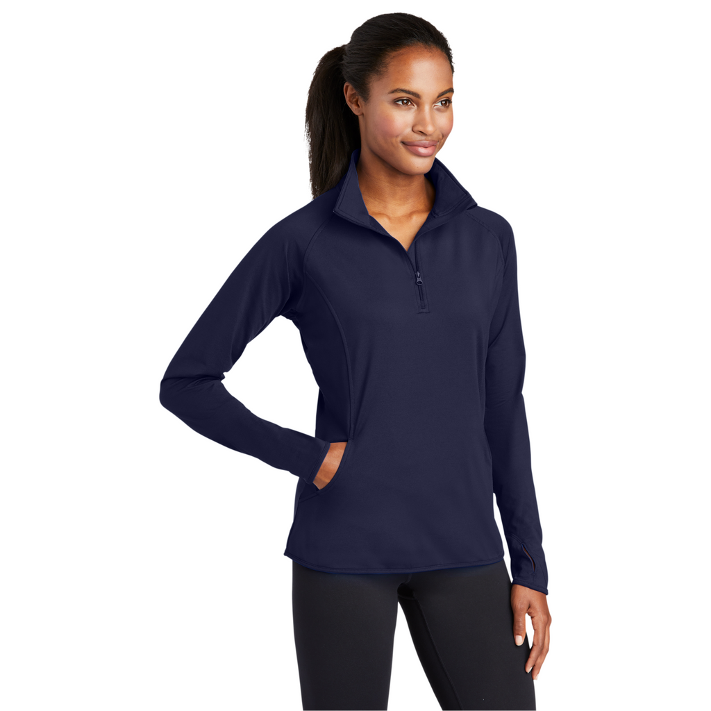 Sport-Tek Ladies Sport-Wick Stretch 1/4-Zip Pullover - True Navy
