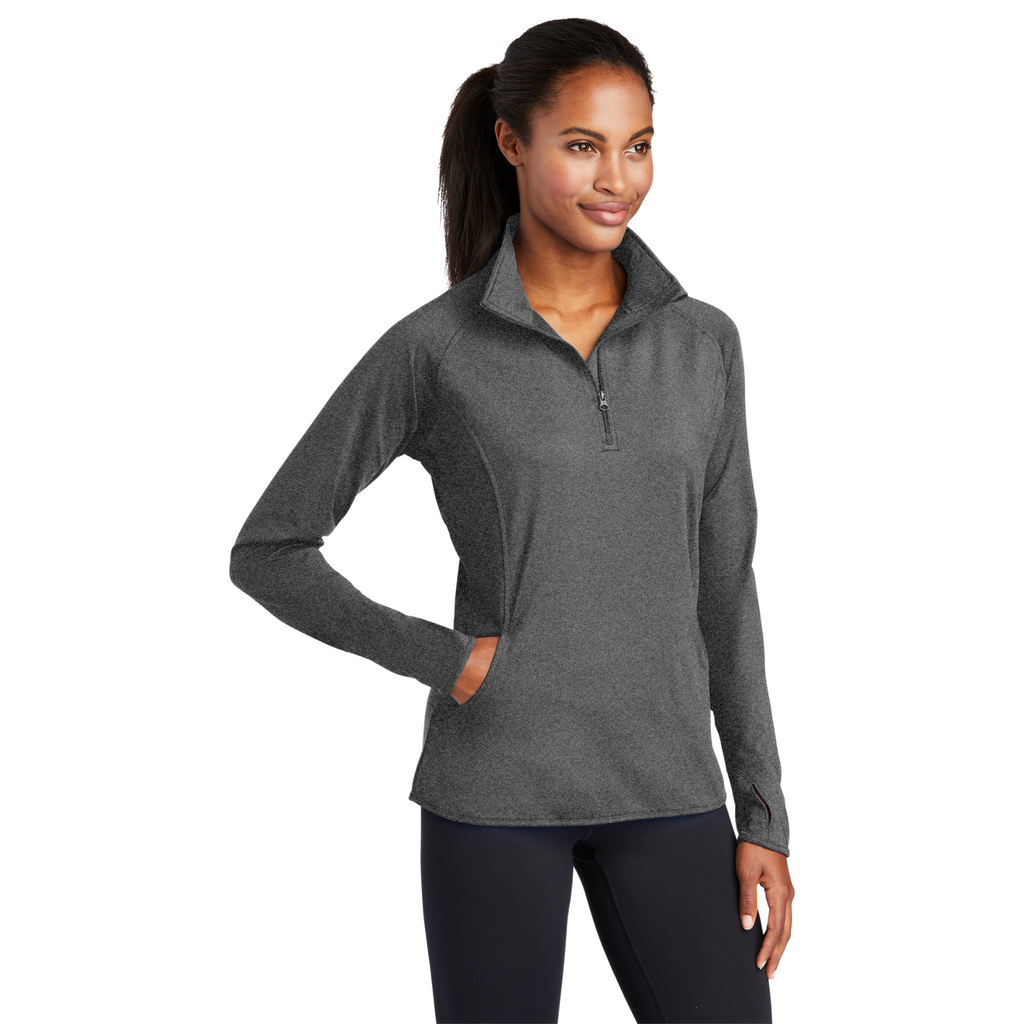 Sport-Tek Ladies Sport-Wick Stretch 1/4-Zip Pullover - Charcoal Grey Heather