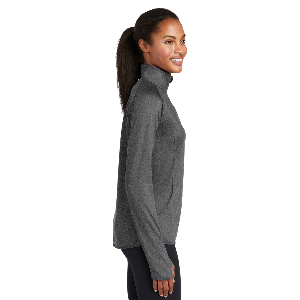 Sport-Tek Ladies Sport-Wick Stretch 1/4-Zip Pullover - Charcoal Grey Heather