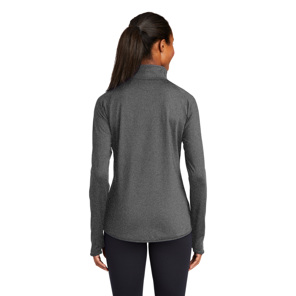Sport-Tek Ladies Sport-Wick Stretch 1/4-Zip Pullover - Charcoal Grey Heather
