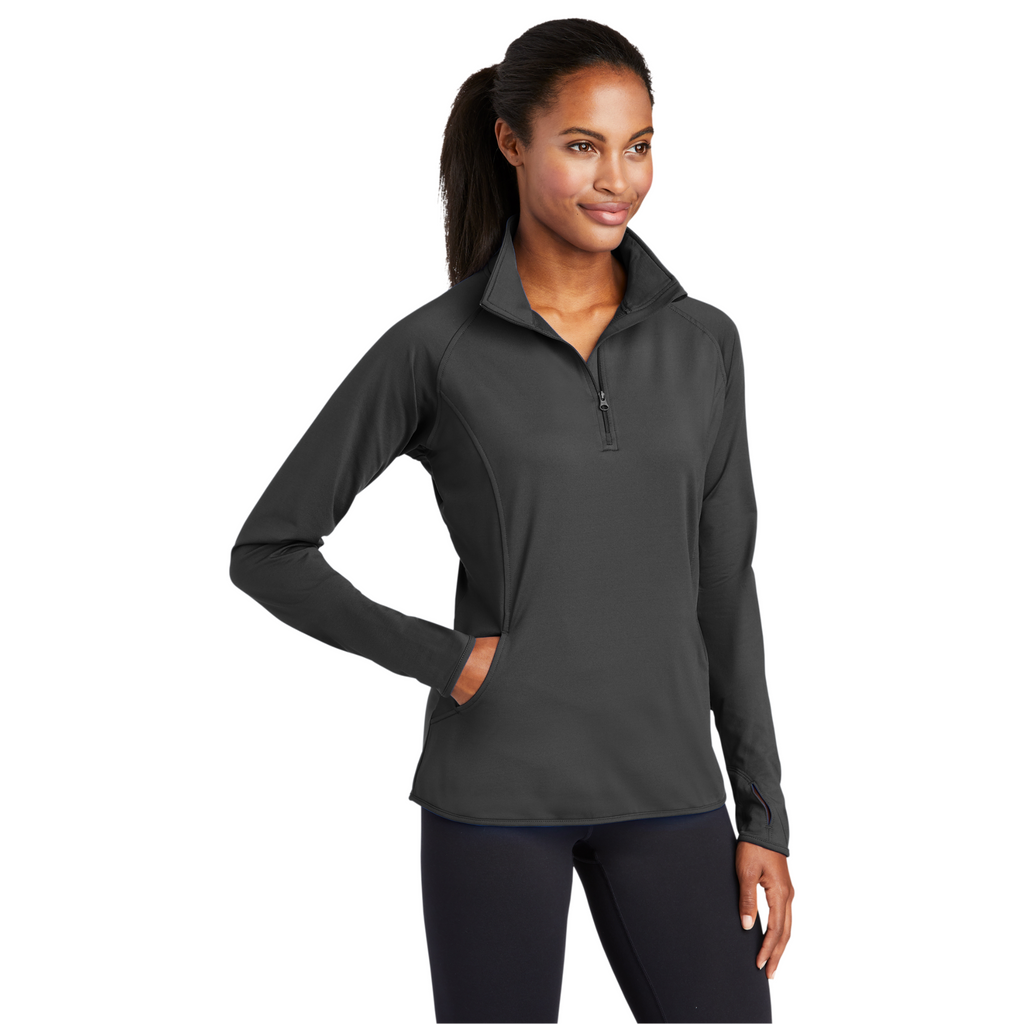 Sport-Tek Ladies Sport-Wick Stretch 1/4-Zip Pullover - Charcoal Grey