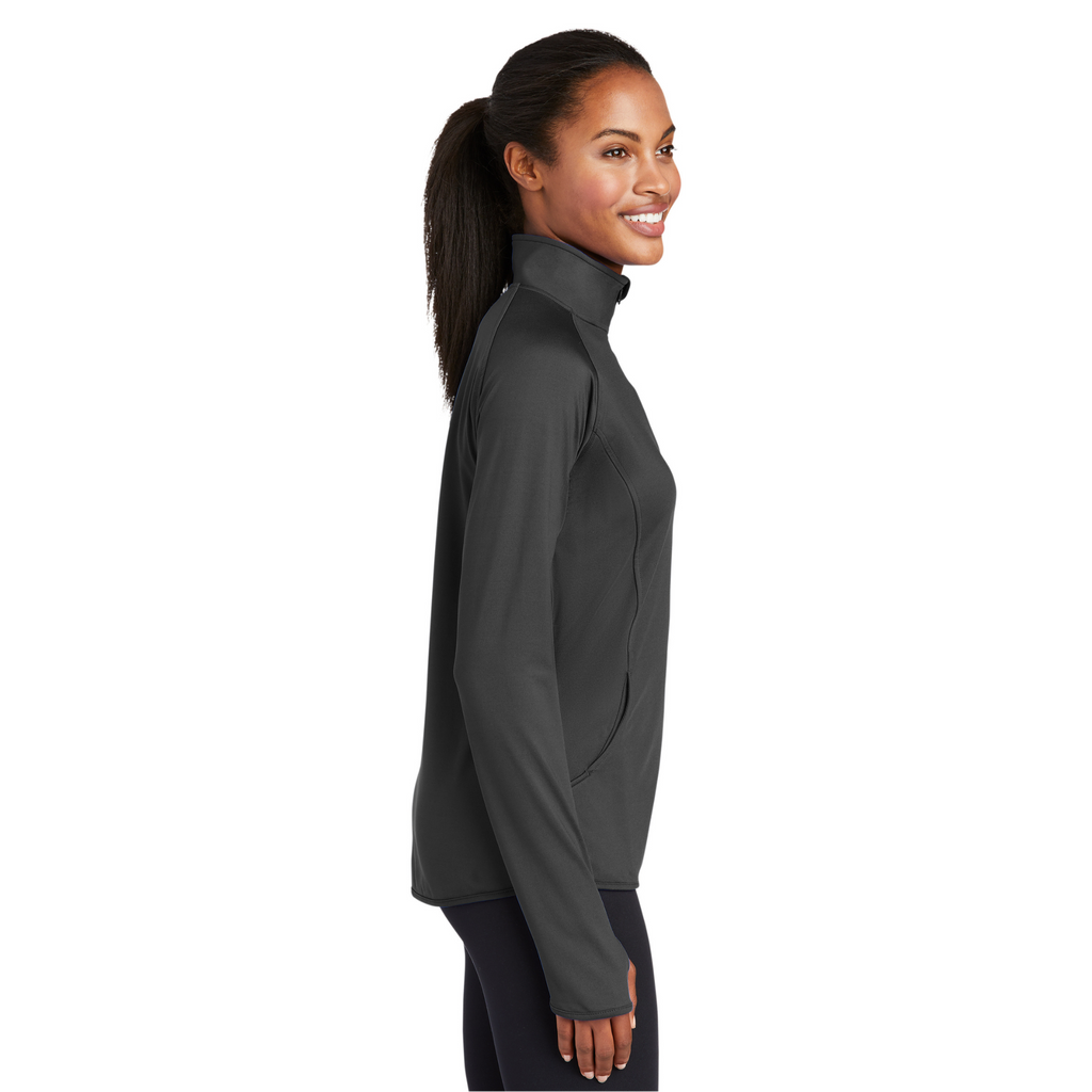 Sport-Tek Ladies Sport-Wick Stretch 1/4-Zip Pullover - Charcoal Grey
