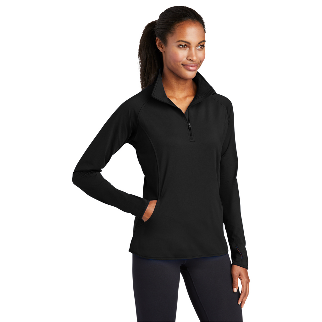 Sport-Tek Ladies Sport-Wick Stretch 1/4-Zip Pullover - Black