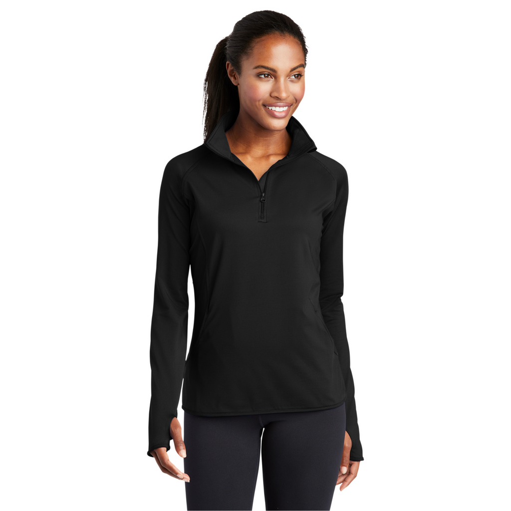 Sport-Tek Ladies Sport-Wick Stretch 1/4-Zip Pullover - Black