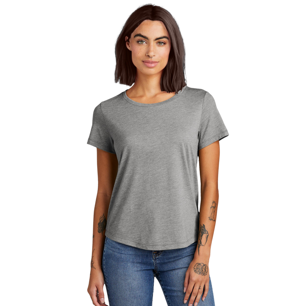 District Ladies Tri-Blend Long Sleeve V-Neck T-Shirt - Heathered Charcoal