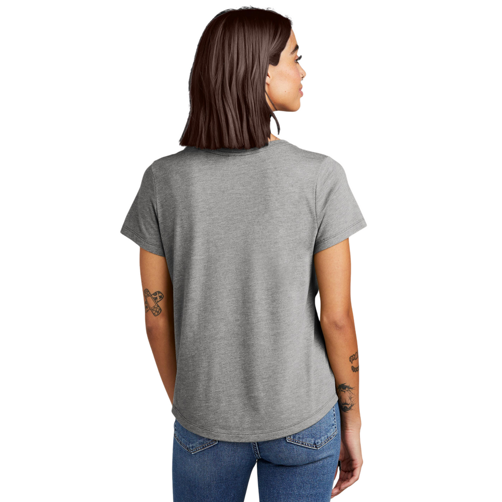 District Ladies Tri-Blend Long Sleeve V-Neck T-Shirt - Heathered Charcoal