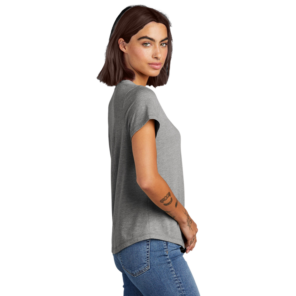 District Ladies Tri-Blend Long Sleeve V-Neck T-Shirt - Heathered Charcoal