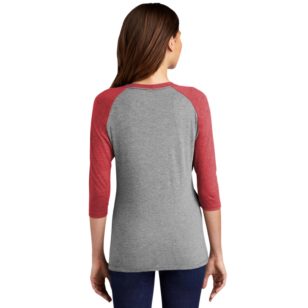District Women’s Perfect Tri 3/4-Sleeve Raglan - Red Frost/Grey Frost