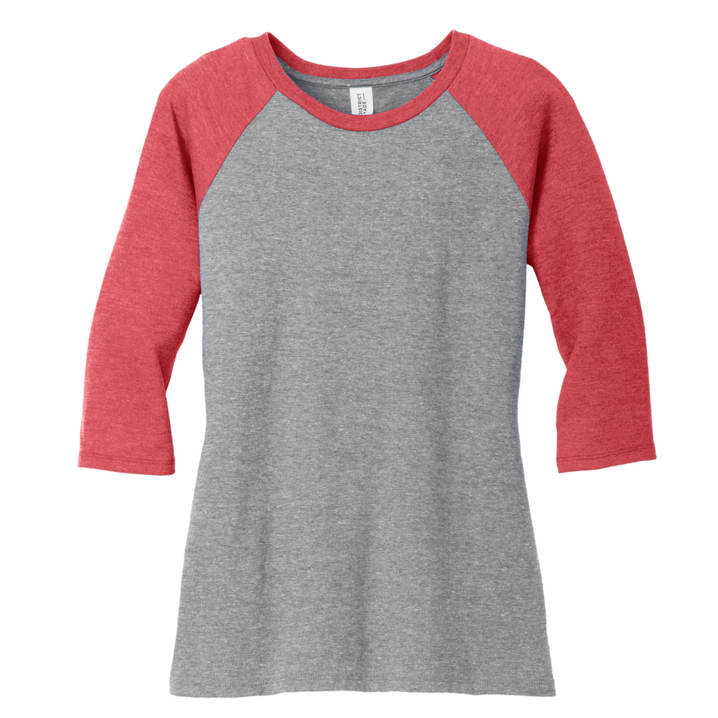 District Women’s Perfect Tri 3/4-Sleeve Raglan - Red Frost/Grey Frost