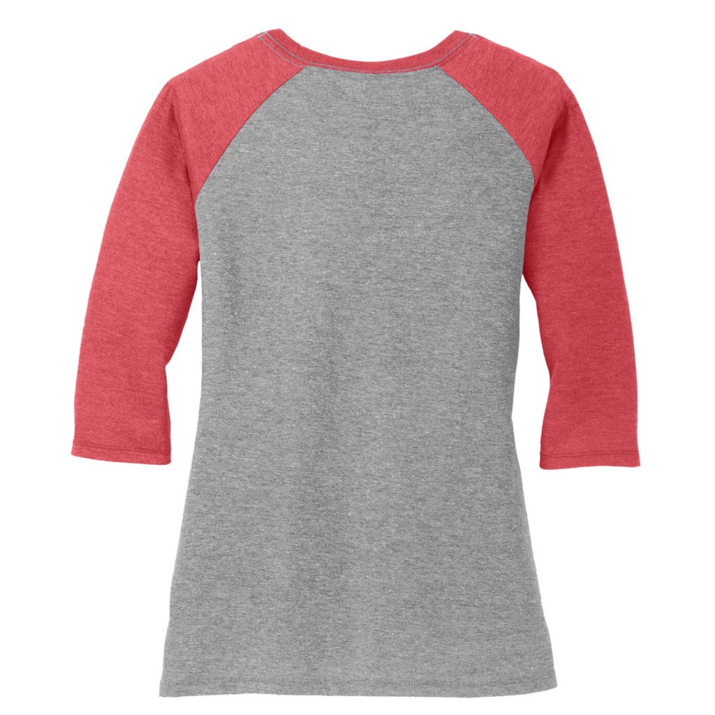 District Women’s Perfect Tri 3/4-Sleeve Raglan - Red Frost/Grey Frost