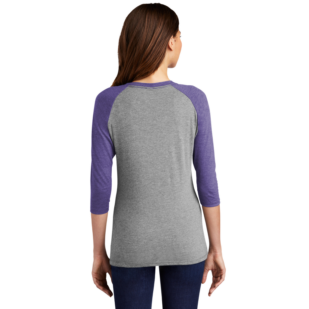 District Women’s Perfect Tri 3/4-Sleeve Raglan - Purple Frost/Grey Frost