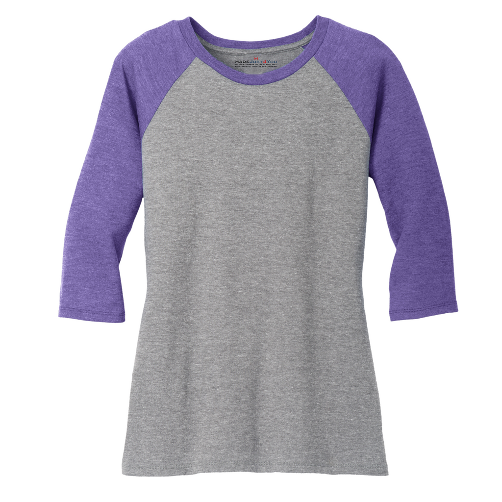 District Women’s Perfect Tri 3/4-Sleeve Raglan - Purple Frost/Grey Frost
