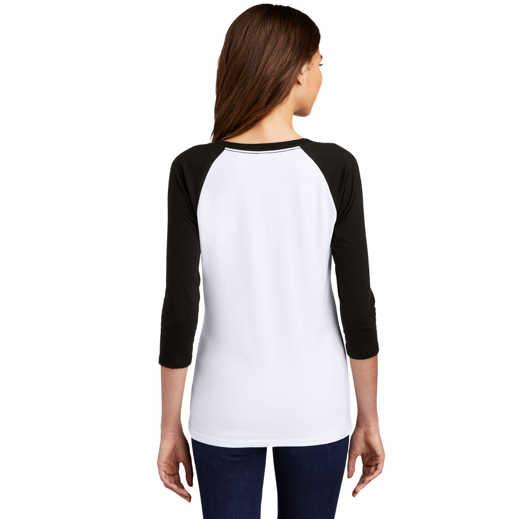 District Women’s Perfect Tri 3/4-Sleeve Raglan - Black/White