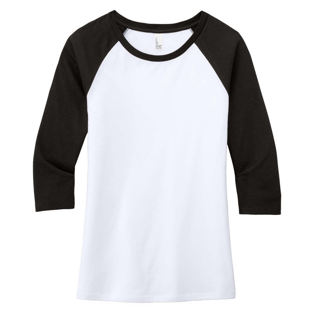 District Women’s Perfect Tri 3/4-Sleeve Raglan - Black/White