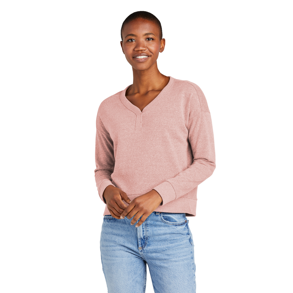 District Women’s Tri-Blend Fleece V-Neck Sweatshirt - Blush Frost