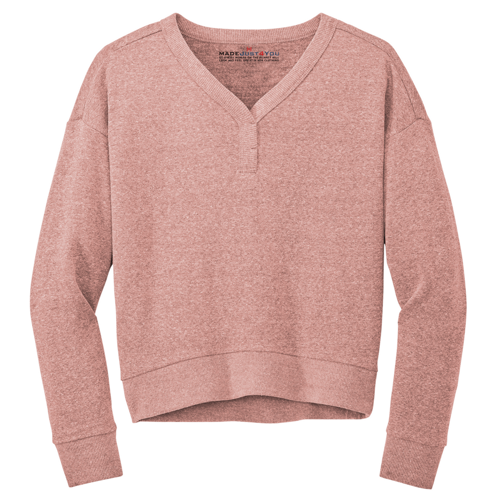 District Women’s Tri-Blend Fleece V-Neck Sweatshirt - Blush Frost