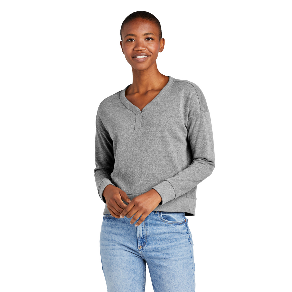 District Women’s Tri-Blend Fleece V-Neck Sweatshirt - Grey Frost