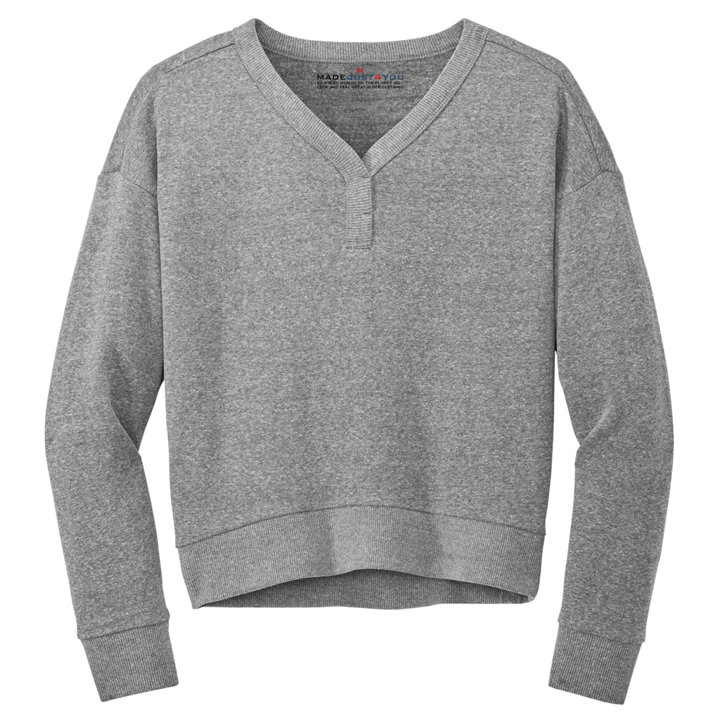 District Women’s Tri-Blend Fleece V-Neck Sweatshirt - Grey Frost