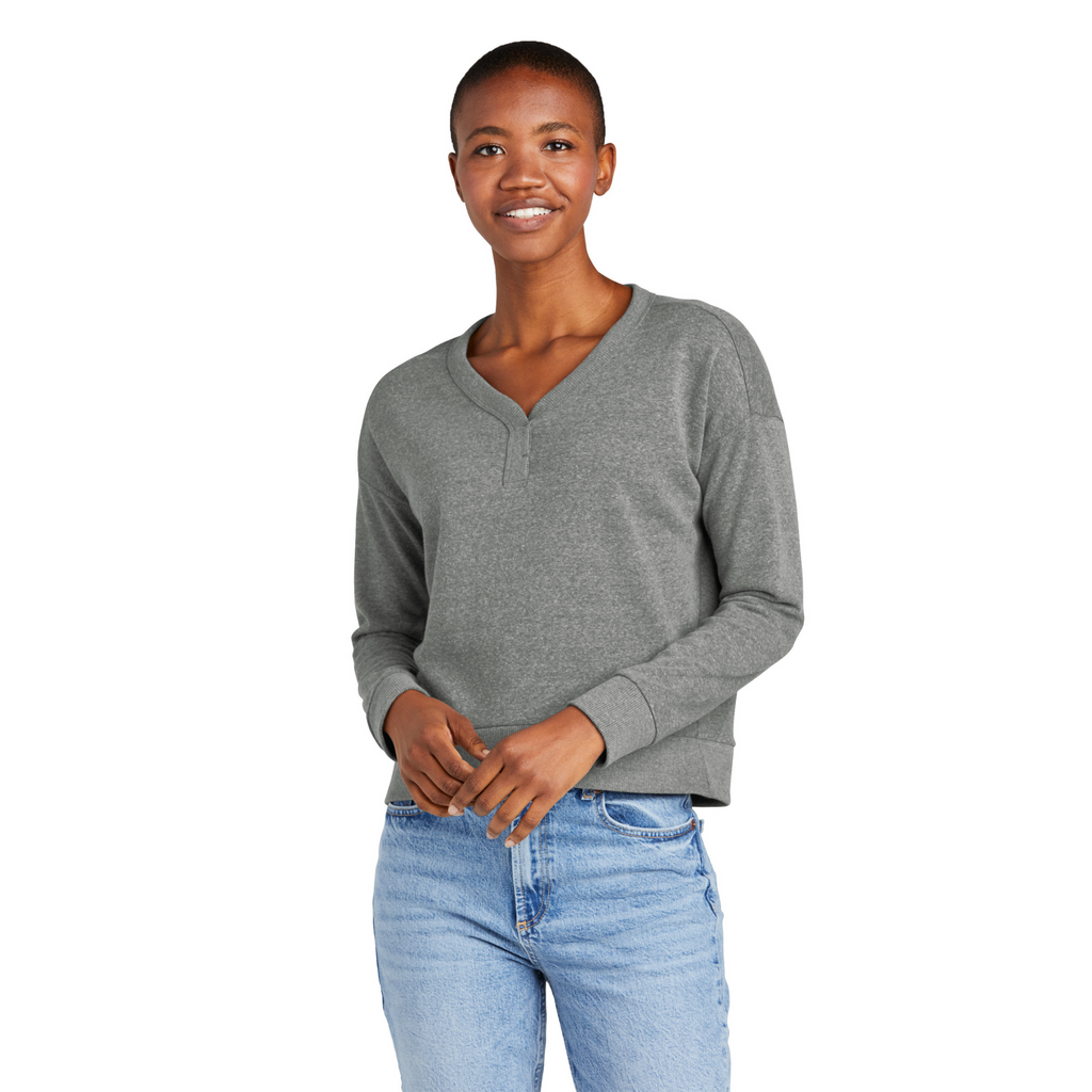 District Women’s Tri-Blend Fleece V-Neck Sweatshirt - Heathered Charcoal