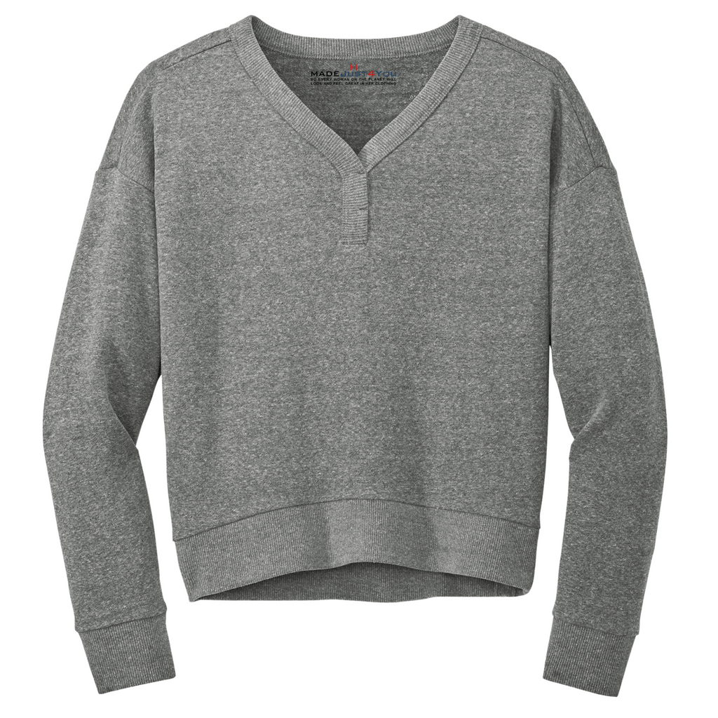 District Women’s Tri-Blend Fleece V-Neck Sweatshirt - Heathered Charcoal