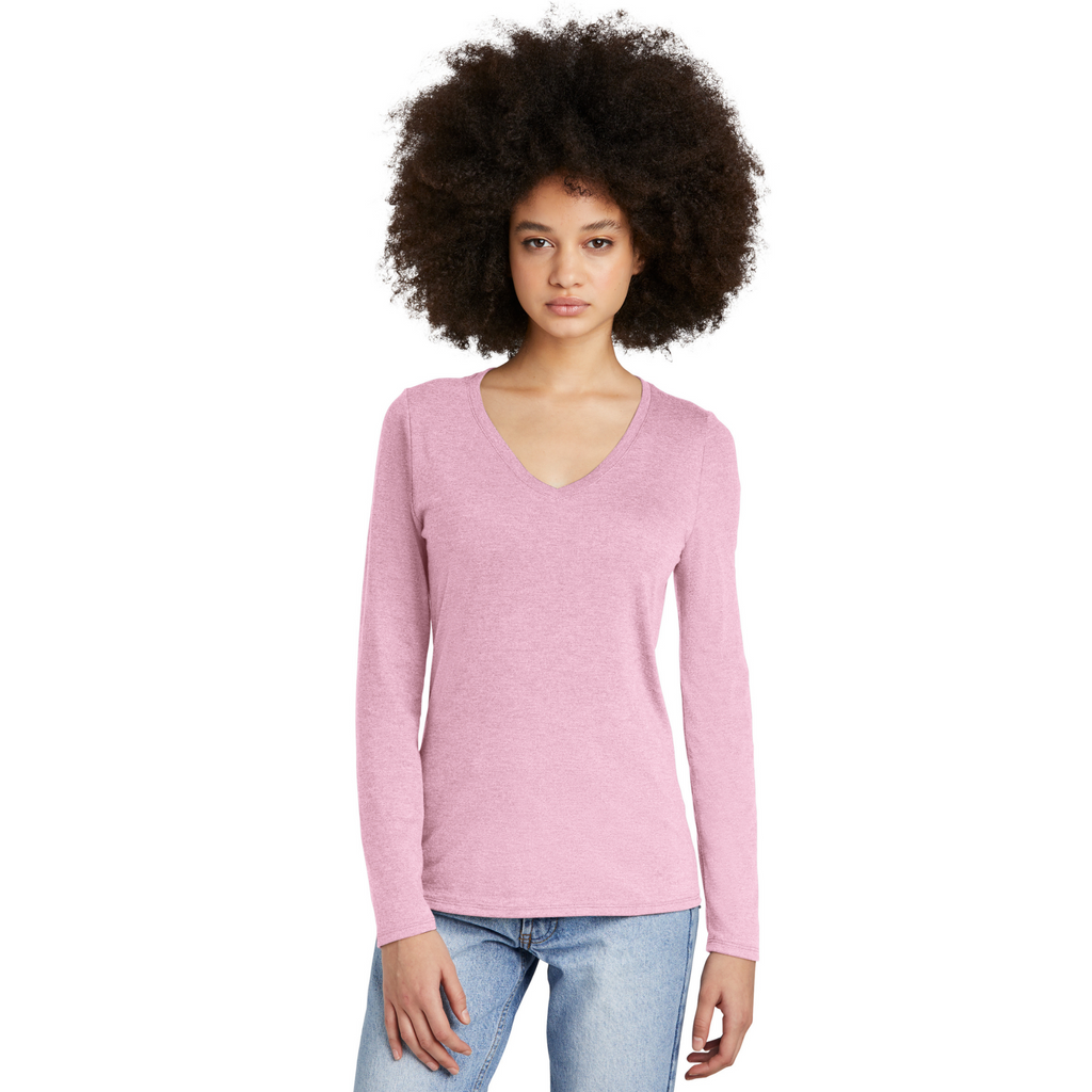 District Ladies Tri-Blend Long Sleeve V-Neck T-Shirt - Wisteria Heather