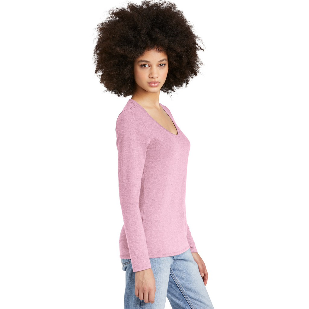 District Ladies Tri-Blend Long Sleeve V-Neck T-Shirt - Wisteria Heather