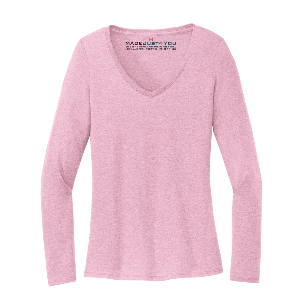 District Ladies Tri-Blend Long Sleeve V-Neck T-Shirt - Wisteria Heather