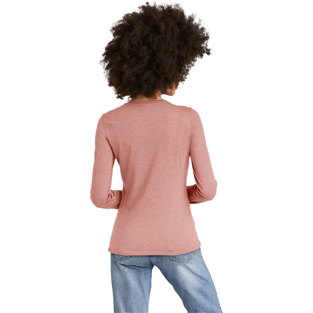 District Ladies Tri-Blend Long Sleeve V-Neck T-Shirt - Blush Frost