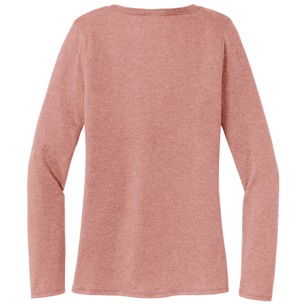 District Ladies Tri-Blend Long Sleeve V-Neck T-Shirt - Blush Frost