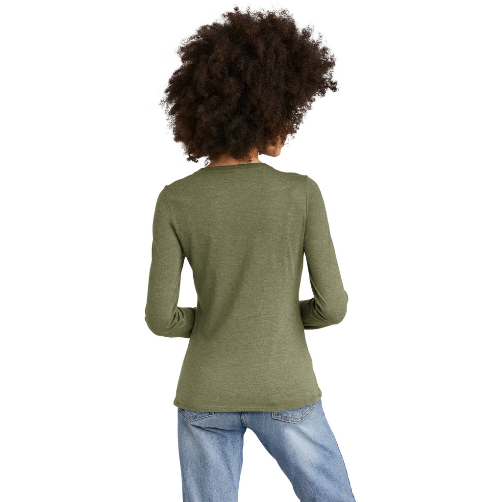 District Ladies Tri-Blend Long Sleeve V-Neck T-Shirt - Military Green Frost