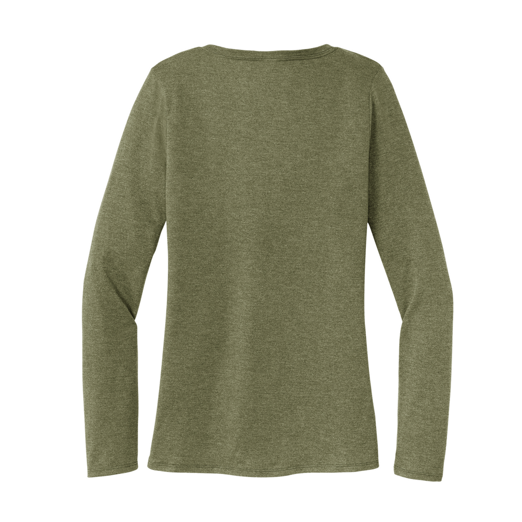 District Ladies Tri-Blend Long Sleeve V-Neck T-Shirt - Military Green Frost