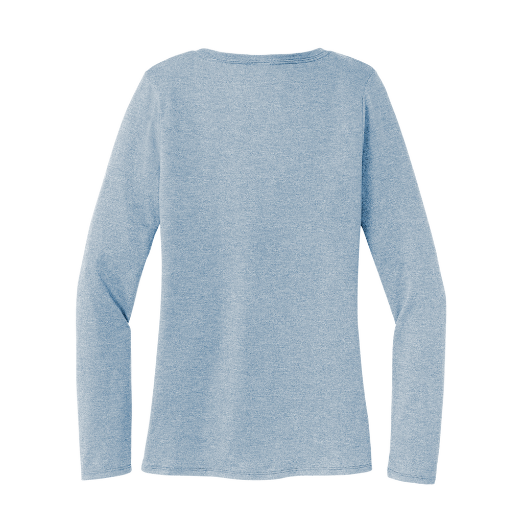 District Ladies Tri-Blend Long Sleeve V-Neck T-Shirt - Flint Blue Heather 