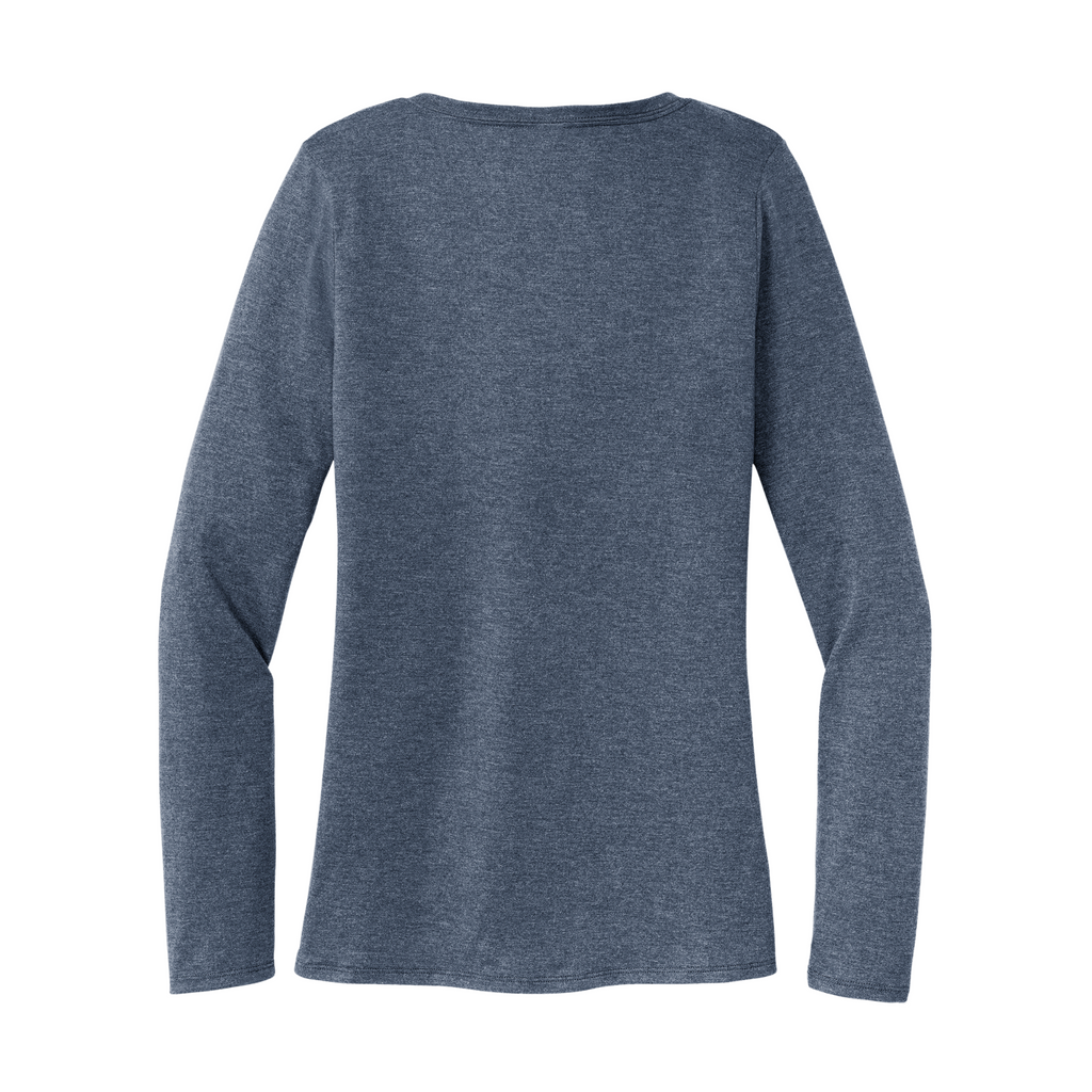 District Ladies Tri-Blend Long Sleeve V-Neck T-Shirt - Navy Frost