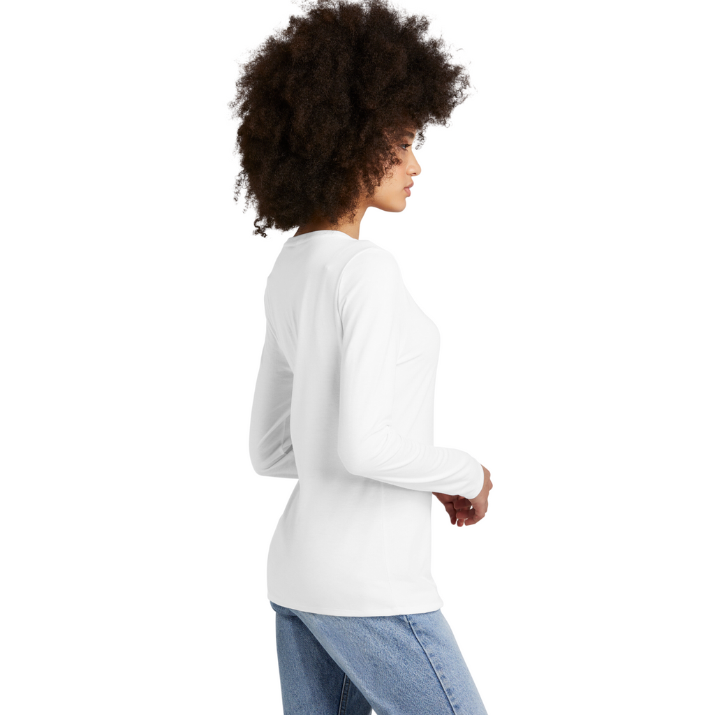 District Ladies Tri-Blend Long Sleeve V-Neck T-Shirt - White