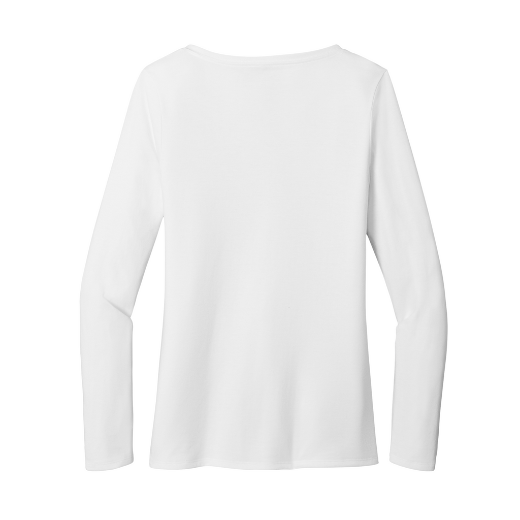 District Ladies Tri-Blend Long Sleeve V-Neck T-Shirt - White