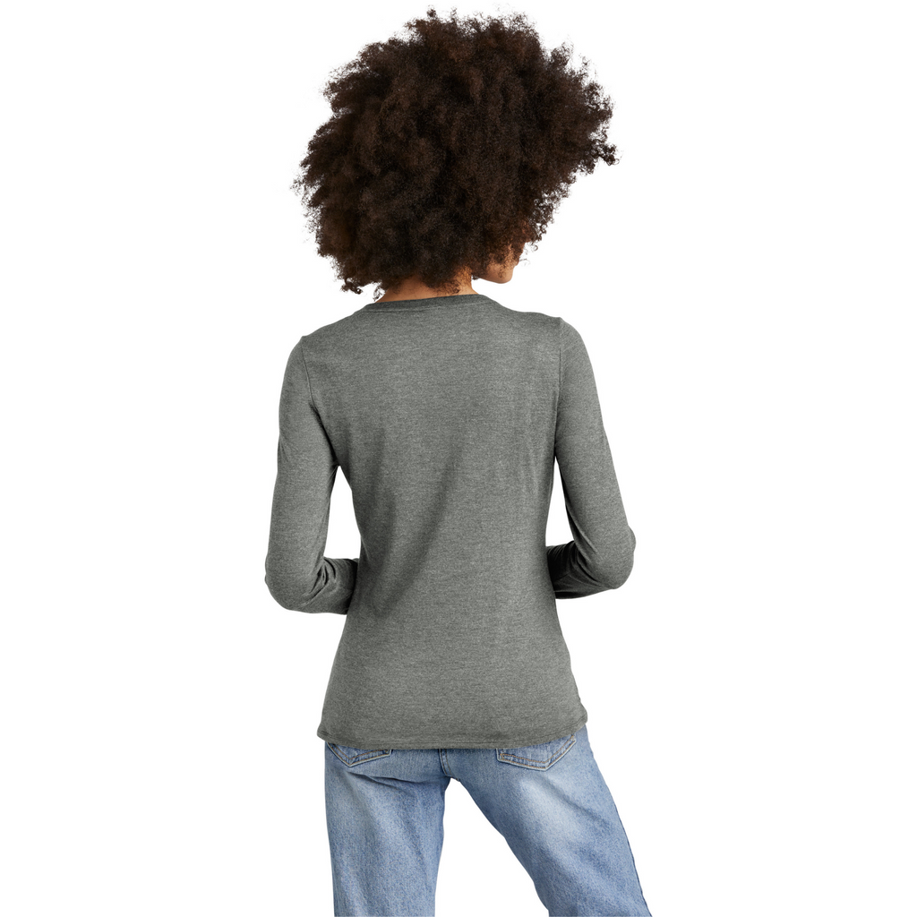 District Ladies Tri-Blend Long Sleeve V-Neck T-Shirt - Heathered Charcoal