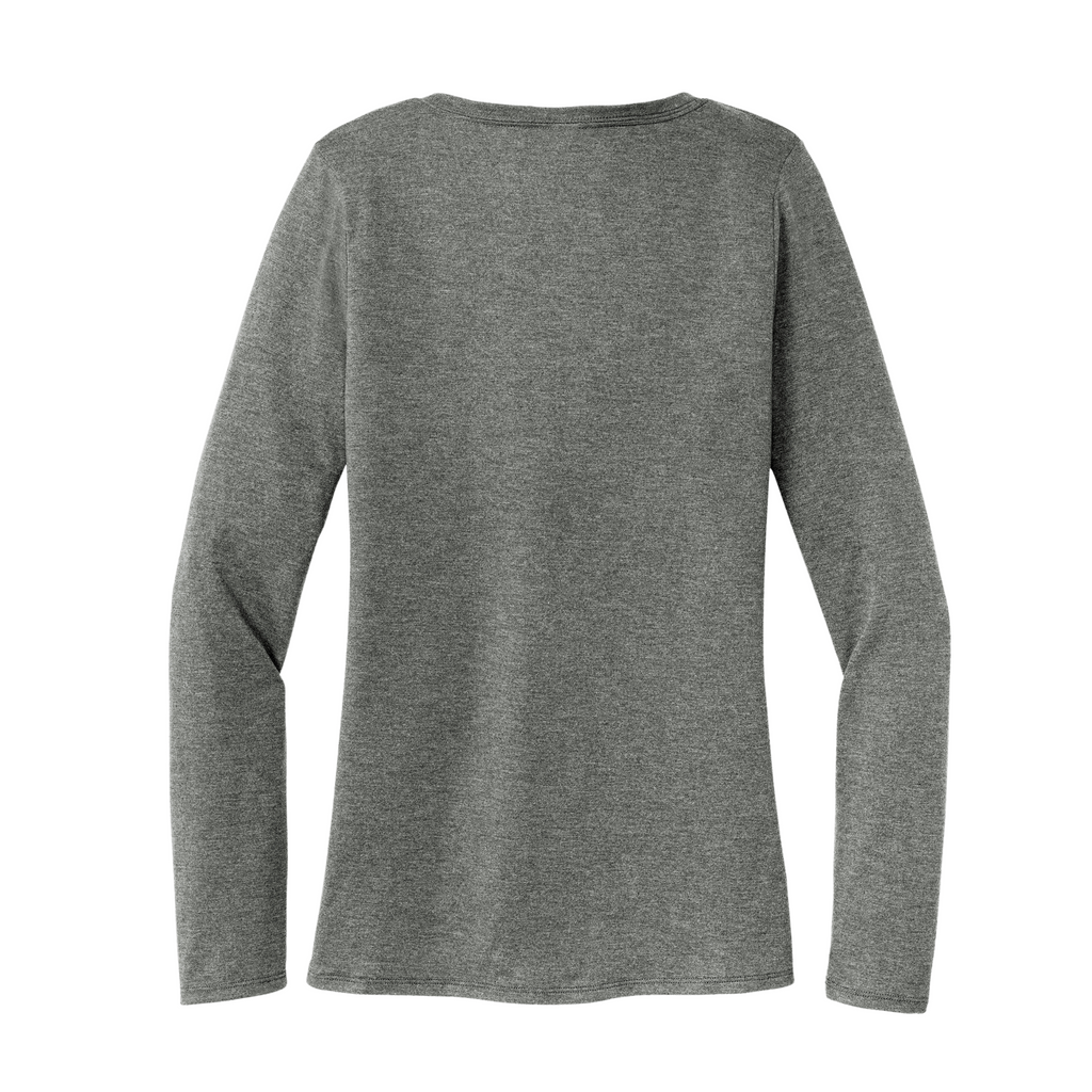 District Ladies Tri-Blend Long Sleeve V-Neck T-Shirt - Heathered Charcoal