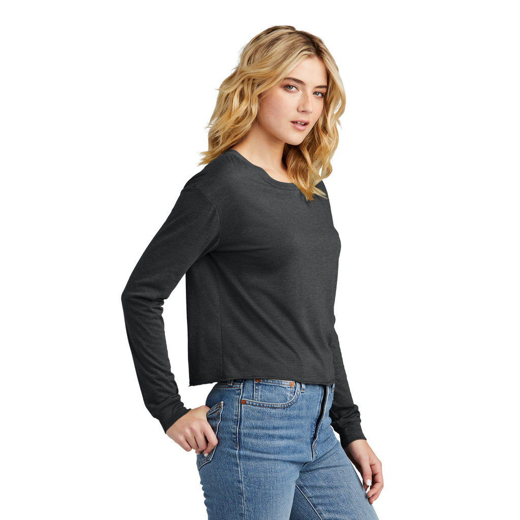 District Ladies Tri-Blend Midi Long Sleeve Tee - Black Frost