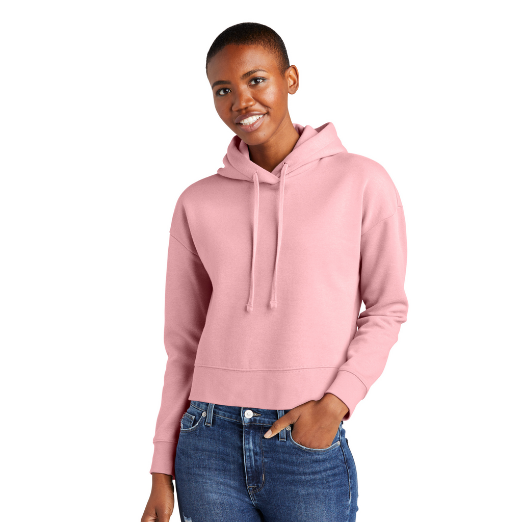 District Ladies Soft Fleece Crop Hoodie - Rosewater Pink