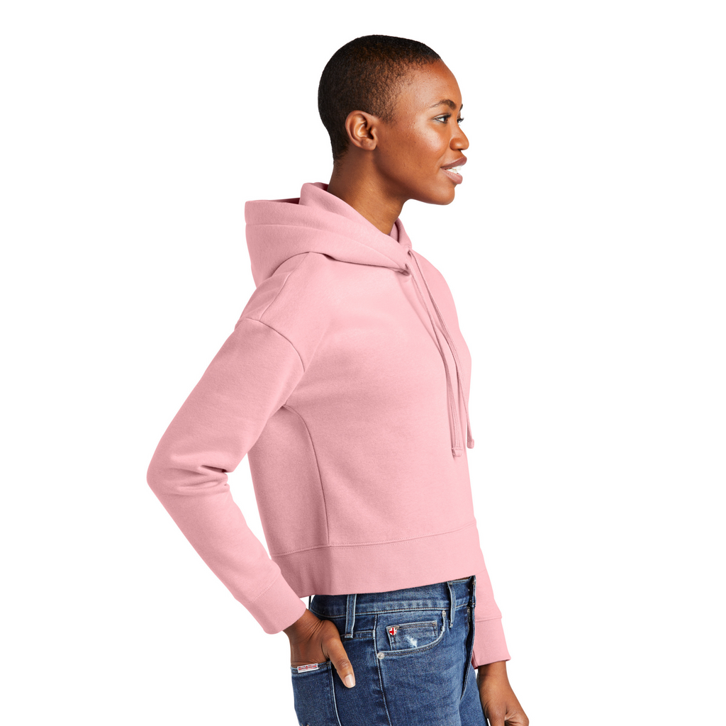 District Ladies Soft Fleece Crop Hoodie - Rosewater Pink
