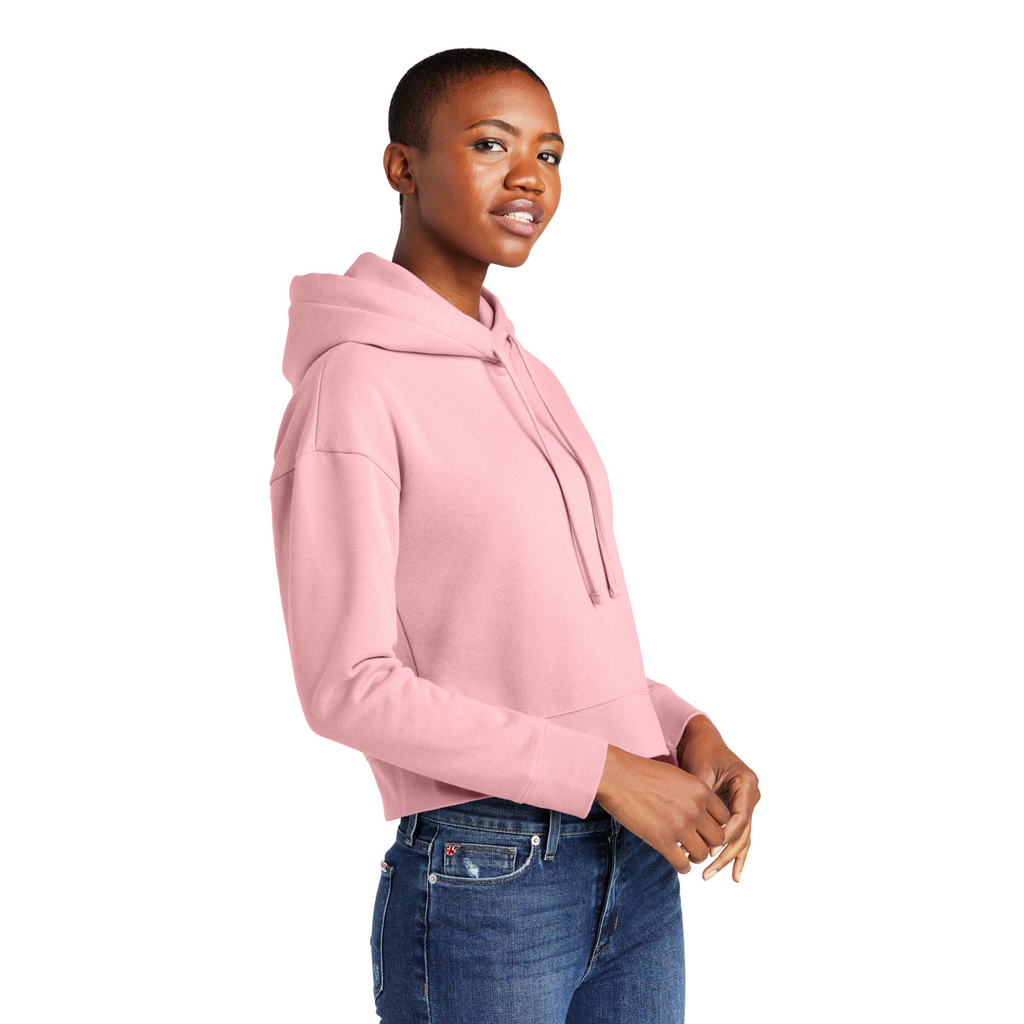 District Ladies Soft Fleece Crop Hoodie - Rosewater Pink