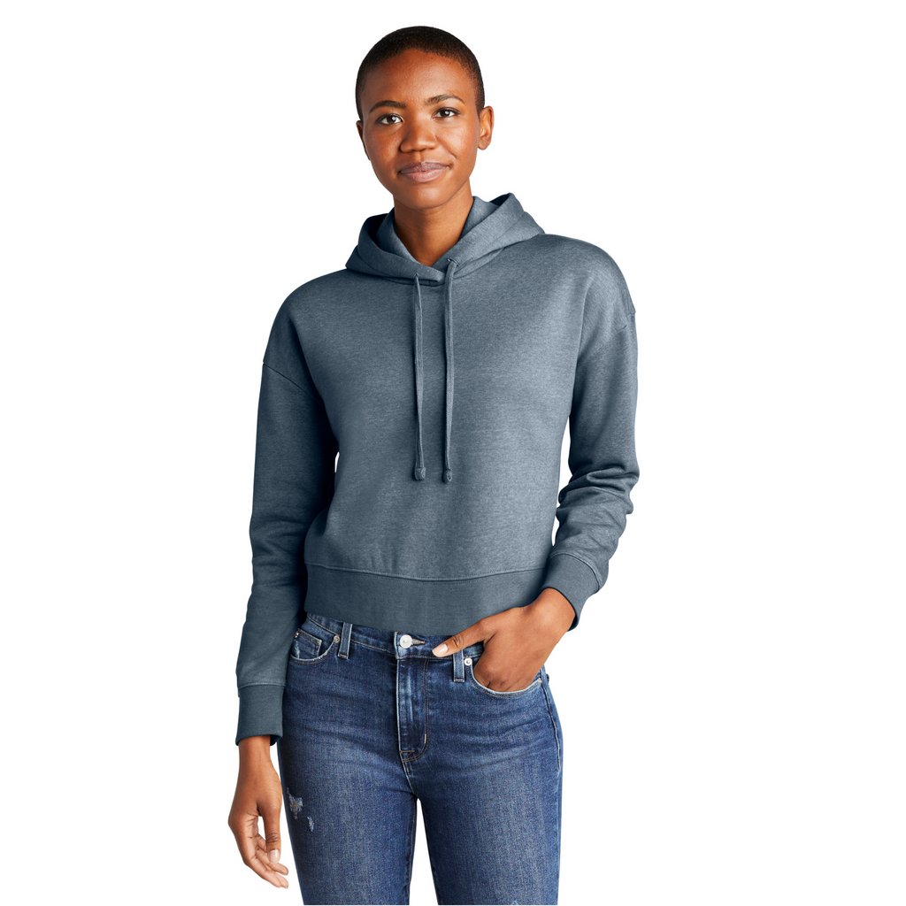 District Ladies Soft Fleece Crop Hoodie - Flint Blue River